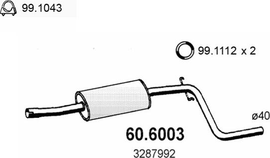 ASSO 60.6003 - Середній глушник вихлопних газів autocars.com.ua