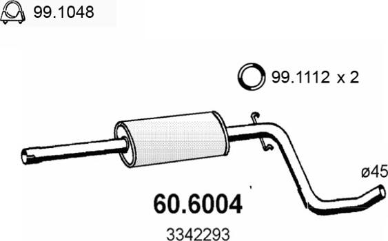 ASSO 60.6004 - Середній глушник вихлопних газів autocars.com.ua