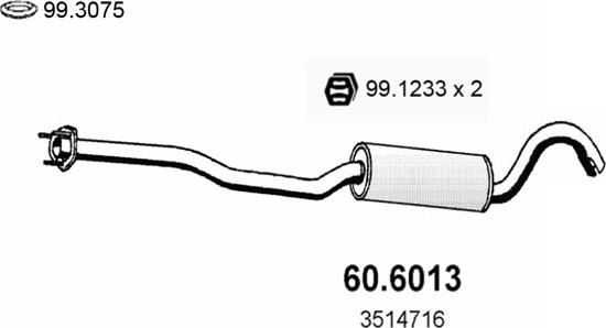 ASSO 60.6013 - Средний глушитель выхлопных газов avtokuzovplus.com.ua