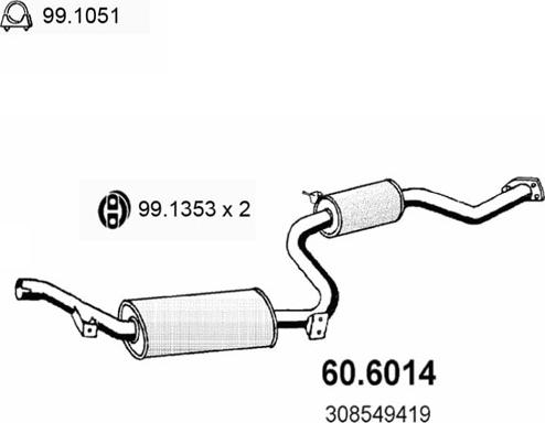 ASSO 60.6014 - Середній глушник вихлопних газів autocars.com.ua