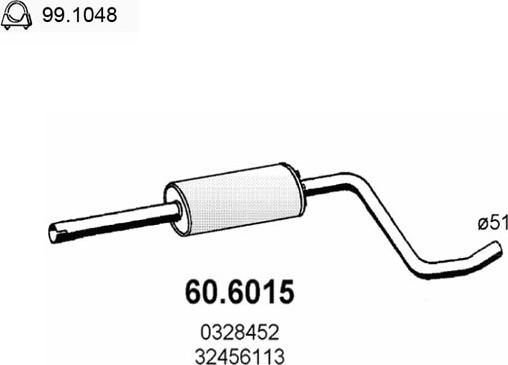 ASSO 60.6015 - Середній глушник вихлопних газів autocars.com.ua