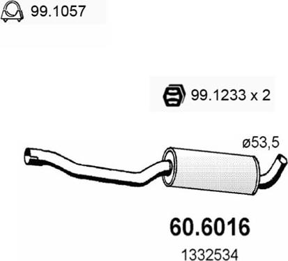 ASSO 60.6016 - Середній глушник вихлопних газів autocars.com.ua