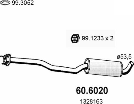 ASSO 60.6020 - Середній глушник вихлопних газів autocars.com.ua