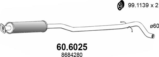 ASSO 60.6025 - Середній глушник вихлопних газів autocars.com.ua