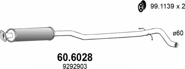 ASSO 60.6028 - Середній глушник вихлопних газів autocars.com.ua