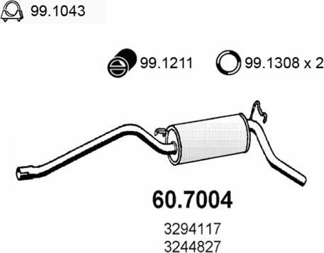 ASSO 60.7004 - Глушник вихлопних газів кінцевий autocars.com.ua