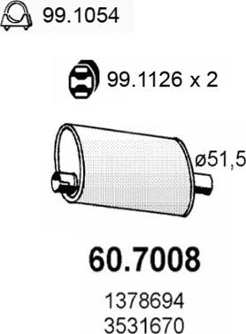 ASSO 60.7008 - Глушитель выхлопных газов, конечный avtokuzovplus.com.ua