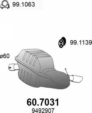 ASSO 60.7031 - Глушник вихлопних газів кінцевий autocars.com.ua