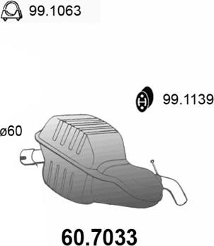 ASSO 60.7033 - Глушитель выхлопных газов, конечный avtokuzovplus.com.ua