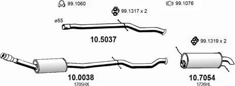 ASSO ART0433 - Система випуску ОГ autocars.com.ua