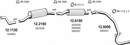 ASSO ART0723 - Система випуску ОГ autocars.com.ua