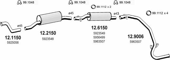 ASSO ART0743 - Система випуску ОГ autocars.com.ua