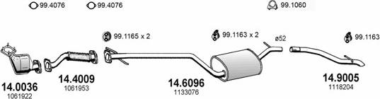 ASSO ART0956 - Система випуску ОГ autocars.com.ua