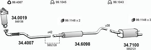 ASSO ART1722 - Система выпуска ОГ avtokuzovplus.com.ua