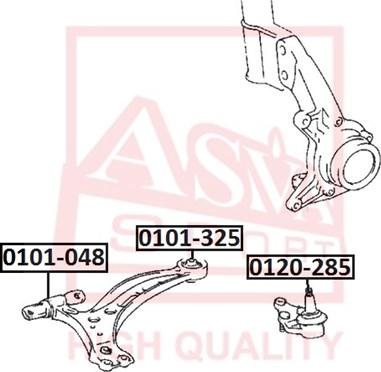 ASVA 0101-048 - Сайлентблок, важеля підвіски колеса autocars.com.ua