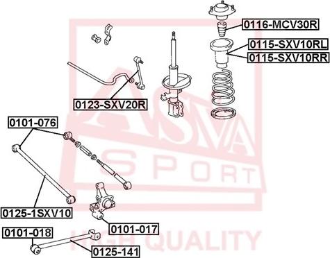 ASVA 0101-076 - Сайлентблок, важеля підвіски колеса autocars.com.ua