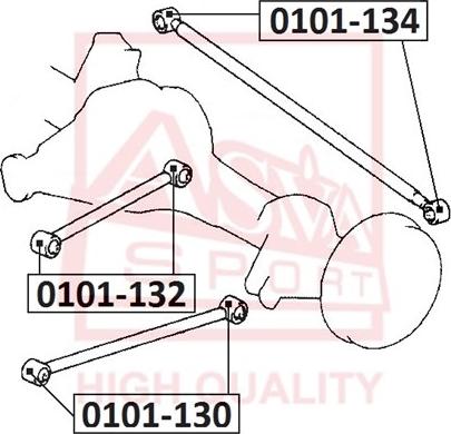 ASVA 0101-134 - Сайлентблок, важеля підвіски колеса autocars.com.ua