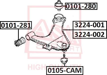 ASVA 0105-CAM - Ремонтний комплект, що несуть / напрямні шарніри autocars.com.ua