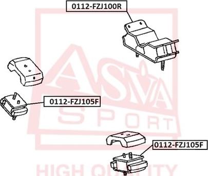 ASVA 0112-FZJ100R - Подушка, підвіска двигуна autocars.com.ua