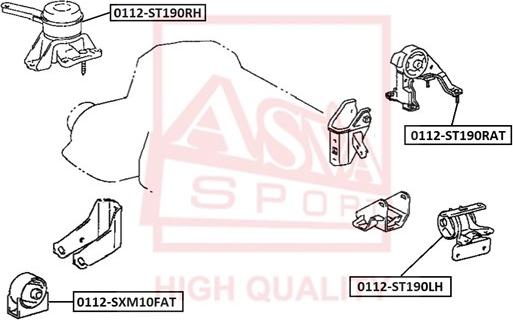 ASVA 0112-SXM10FAT - Подушка, підвіска двигуна autocars.com.ua