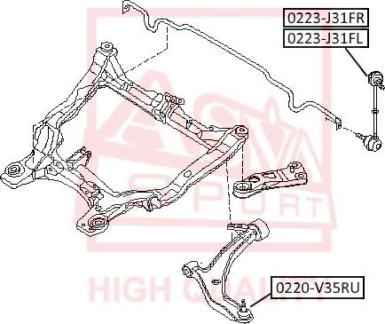 ASVA 0223-J31FR - Тяга / стійка, стабілізатор autocars.com.ua