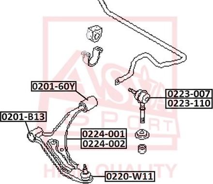 ASVA 0224-001 - Рычаг подвески колеса avtokuzovplus.com.ua