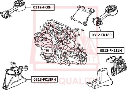 ASVA 0312-FK18R - Подушка, підвіска двигуна autocars.com.ua