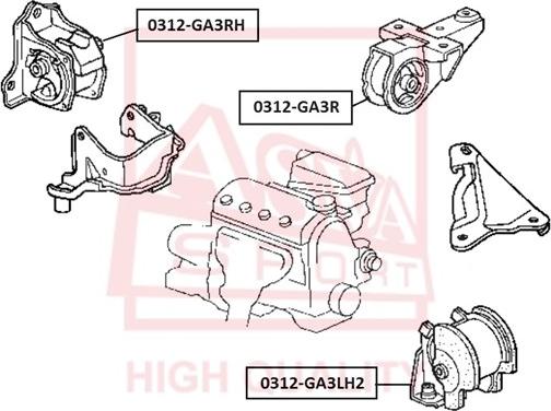 ASVA 0312-GA3R - Подушка, опора, подвеска двигателя avtokuzovplus.com.ua