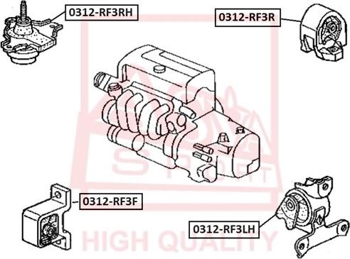 ASVA 0312-RF3LH - Подушка, підвіска двигуна autocars.com.ua