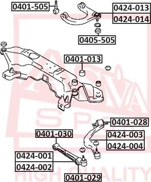 ASVA 0405-505 - Ремонтний комплект, що несуть / напрямні шарніри autocars.com.ua