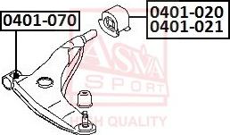 ASVA 0401-020 - Сайлентблок, важеля підвіски колеса autocars.com.ua