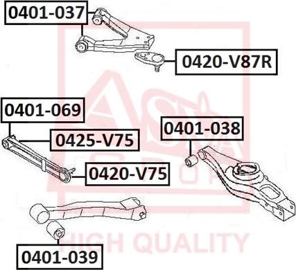 ASVA 0420-V87R - Несучий / направляючий шарнір autocars.com.ua