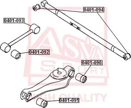 ASVA 0401-090 - Сайлентблок, важеля підвіски колеса autocars.com.ua