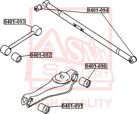 ASVA 0401-092 - Сайлентблок, важеля підвіски колеса autocars.com.ua