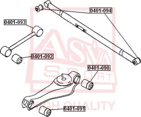 ASVA 0401-094 - Сайлентблок, важеля підвіски колеса autocars.com.ua