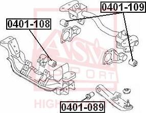 ASVA 0401-108 - Сайлентблок, важеля підвіски колеса autocars.com.ua