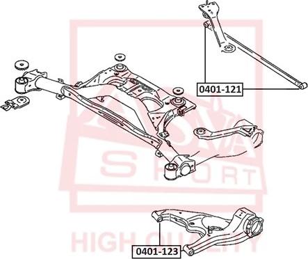 ASVA 0401-123 - Сайлентблок, важеля підвіски колеса autocars.com.ua