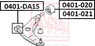 ASVA 0401-DA1S - Сайлентблок, важеля підвіски колеса autocars.com.ua