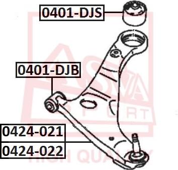 ASVA 0401-DJS - Сайлентблок, важеля підвіски колеса autocars.com.ua