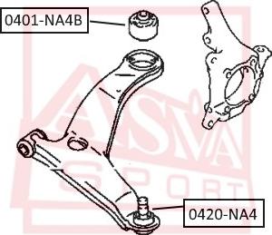 ASVA 0401-NA4B - Сайлентблок, важеля підвіски колеса autocars.com.ua