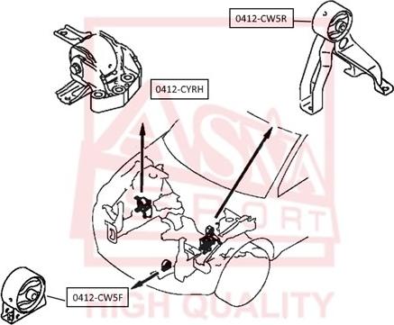 ASVA 0412-CW5F - Подушка, опора, подвеска двигателя avtokuzovplus.com.ua