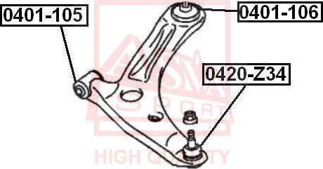 ASVA 0420-Z34 - Опора шаровая нижняя MITSUBISHI COLT Z34A Z30#  autodnr.net