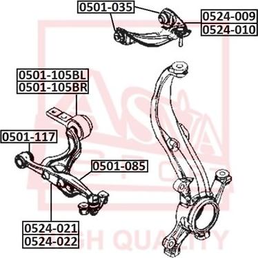 ASVA 0501-105BL - Сайлентблок, важеля підвіски колеса autocars.com.ua