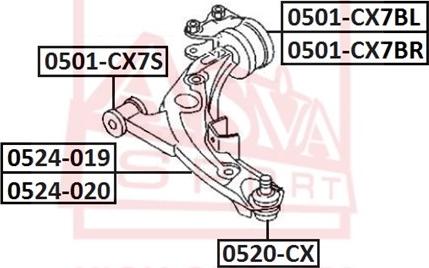 ASVA 0501-CX7BL - Сайлентблок, рычаг подвески колеса autodnr.net