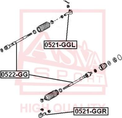 ASVA 0521-GGL - Наконечник рулевой тяги, шарнир autodnr.net