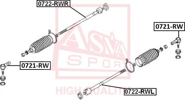 ASVA 0722-RWR - Осевой шарнир, рулевая тяга avtokuzovplus.com.ua