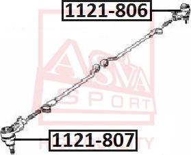 ASVA 1121-807 - Наконечник рульової тяги, кульовий шарнір autocars.com.ua