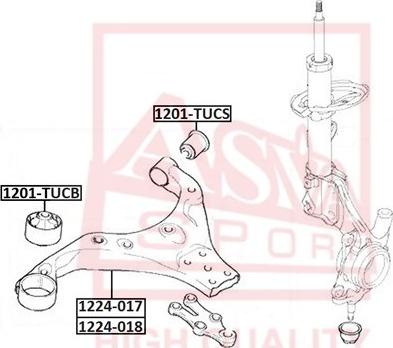 ASVA 1201-TUCS - Сайлентблок, важеля підвіски колеса autocars.com.ua