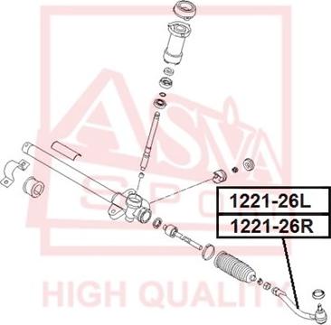 ASVA 1221-26L - Наконечник рульової тяги, кульовий шарнір autocars.com.ua