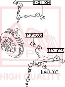 ASVA 1401-005 - Сайлентблок, важеля підвіски колеса autocars.com.ua
